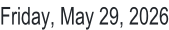 Friday, May 29, 2026